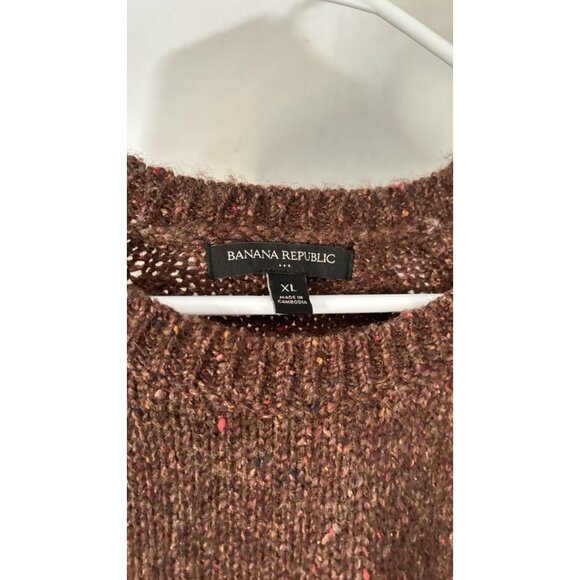 Banana Republic Tweed Crew Neck Sweater Brown Size US XL - Picture 3 of 5